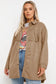 Fringe trim plus size suede shacket - jackets