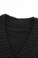 Black front pockets buttons textured cardigan - sweaters & cardigans