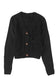 Black front pockets buttons textured cardigan - sweaters & cardigans