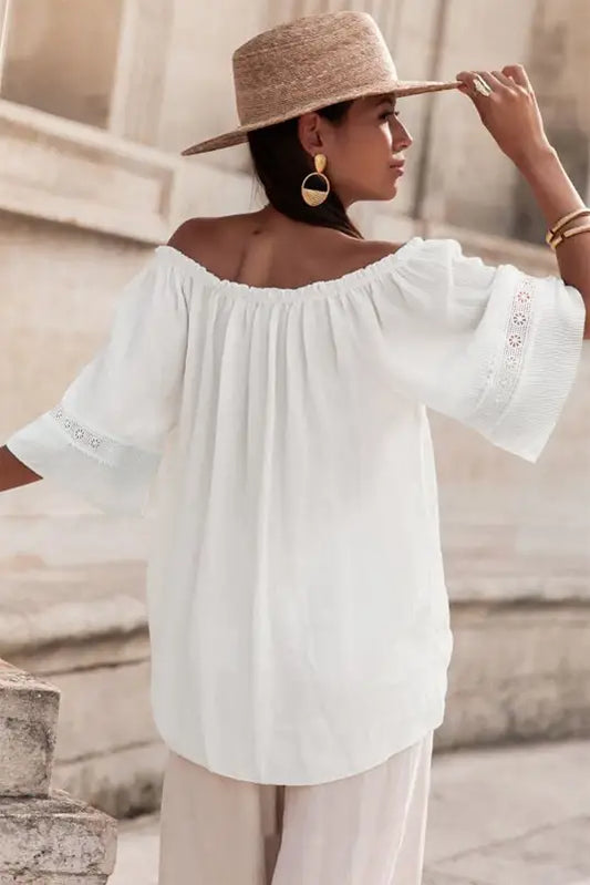 Frosted lace off-shoulder top - elegant summer style | fashionfitz