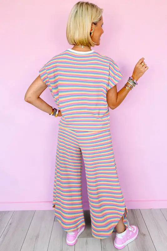 Funky stripes wide leg pants set