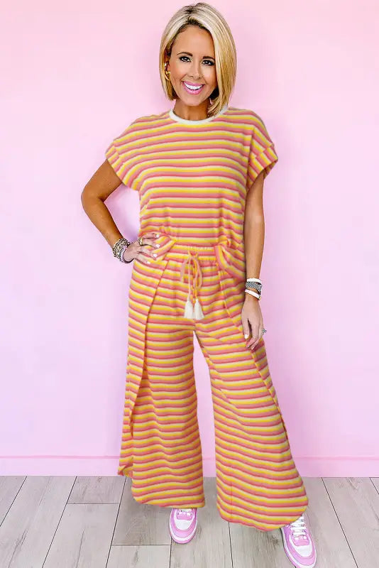 Funky stripes wide leg pants set