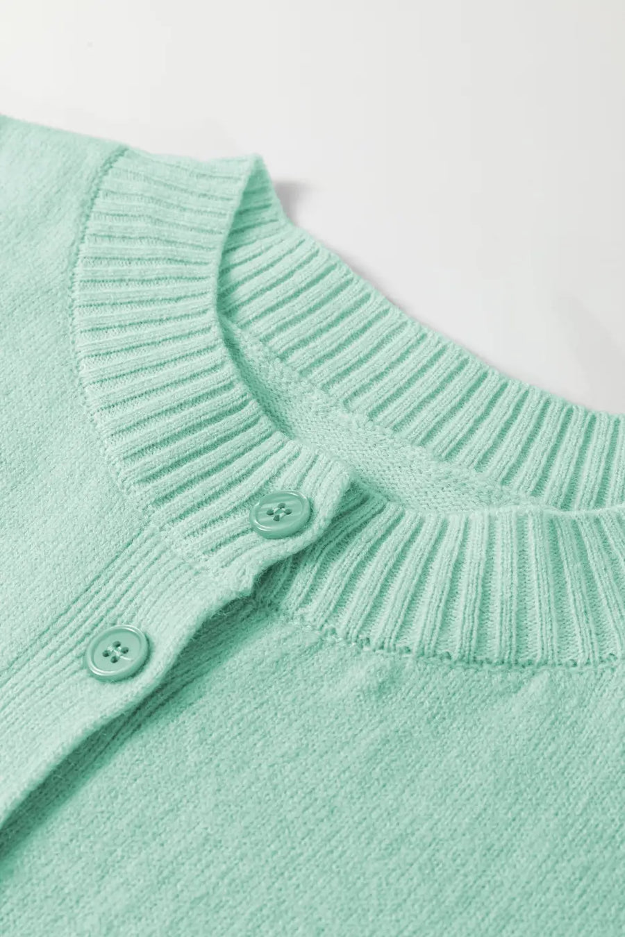 Fuzzy knit cardigan women | pastel boxy 3/4 sleeve