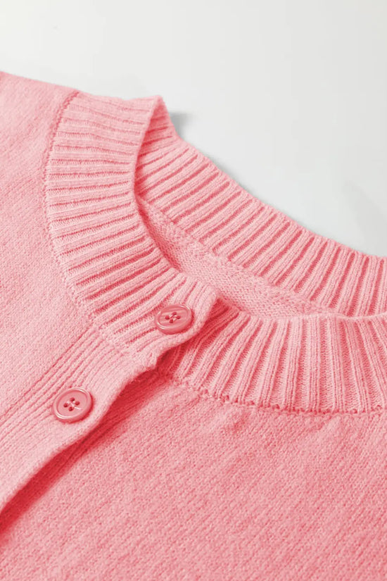 Fuzzy knit cardigan women | pastel boxy 3/4 sleeve