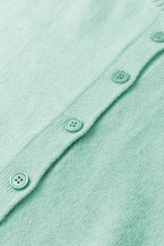 Fuzzy knit cardigan women | pastel boxy 3/4 sleeve