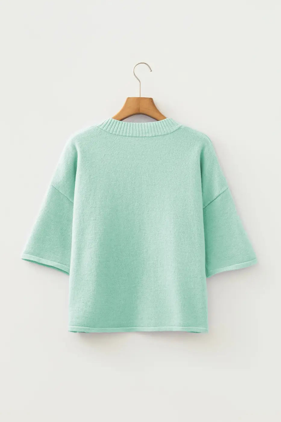 Fuzzy knit cardigan women | pastel boxy 3/4 sleeve