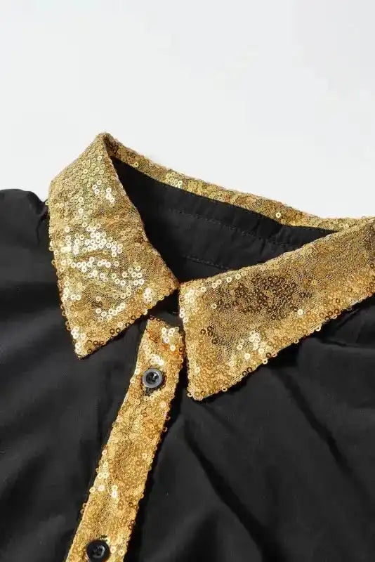 Game Day Shirt Dress - Black Sequin Trim - Fashionfitz