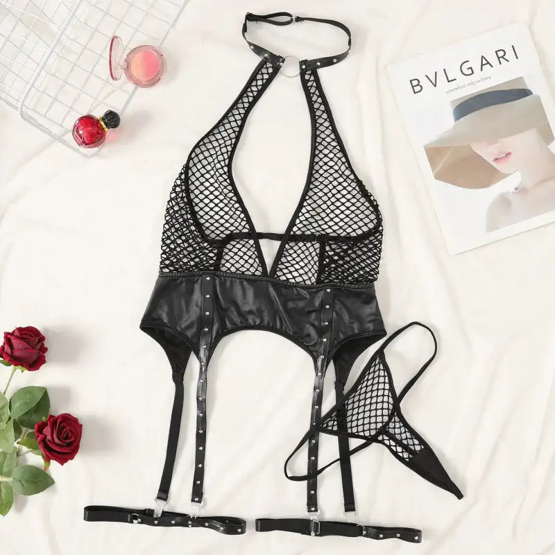 Garter bustier fishnet design - sets