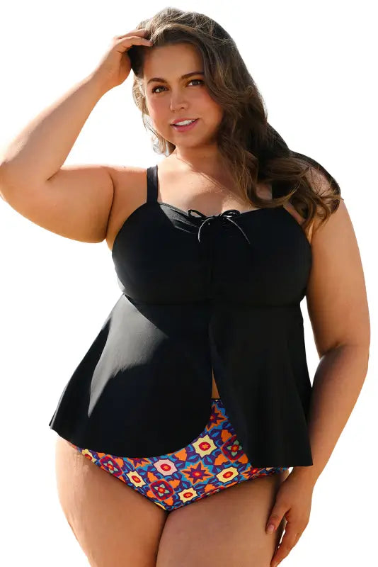 Geometric glam tankini - plus size | fashionfitz