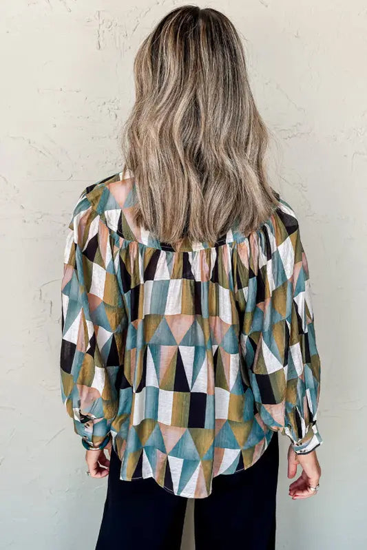 Geometric grace loose fit top - stylish & comfortable