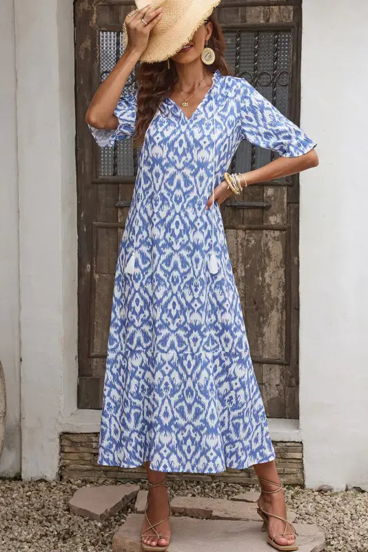 Geometric maxi dress - pink/sky blue - dresses