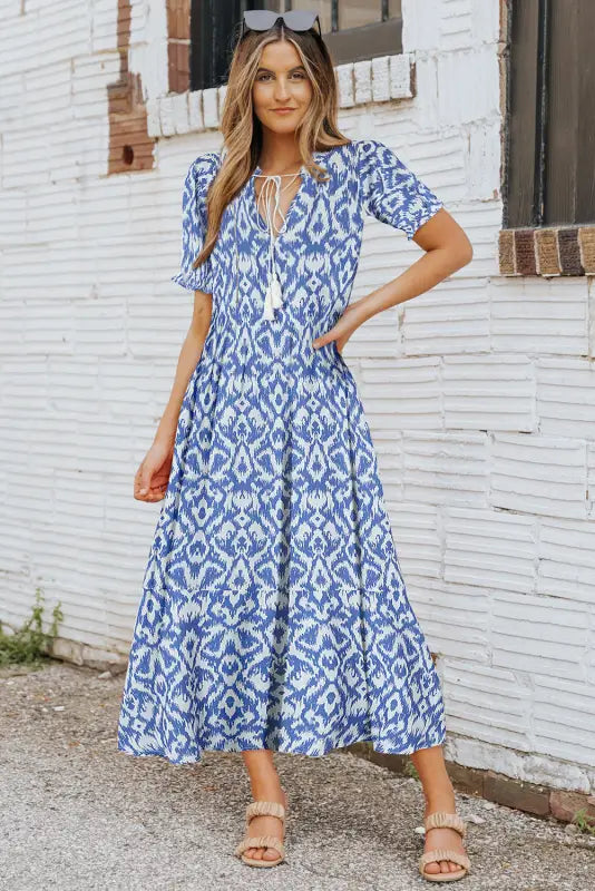 Geometric maxi dress - pink/sky blue - dresses