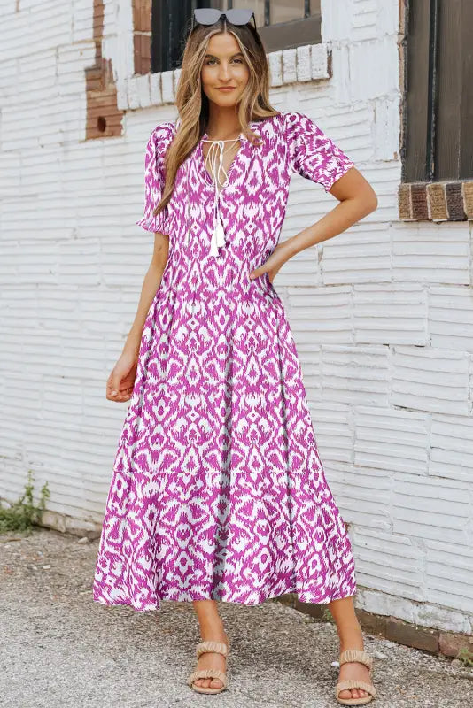 Geometric maxi dress - pink/sky blue - dresses