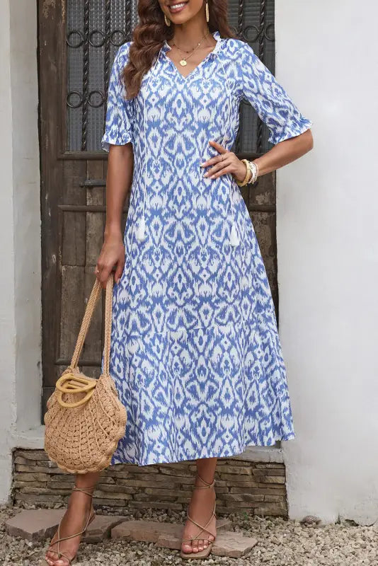 Geometric maxi dress - pink/sky blue - dresses