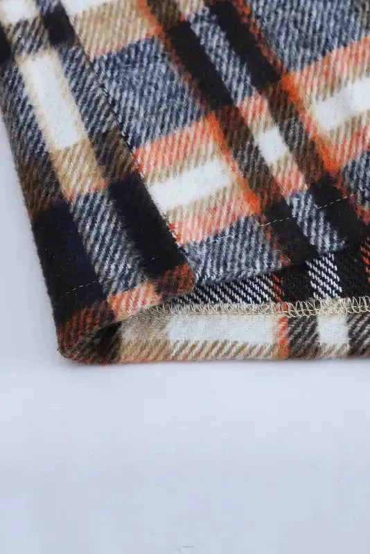 Geometric Plaid Print Pocketed Shacket - Fashionfitz