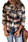 Geometric plaid print pocketed shacket - shackets