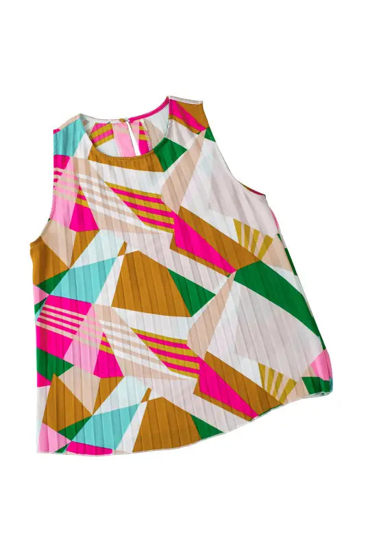 Geometric pleated shift tank top - tops