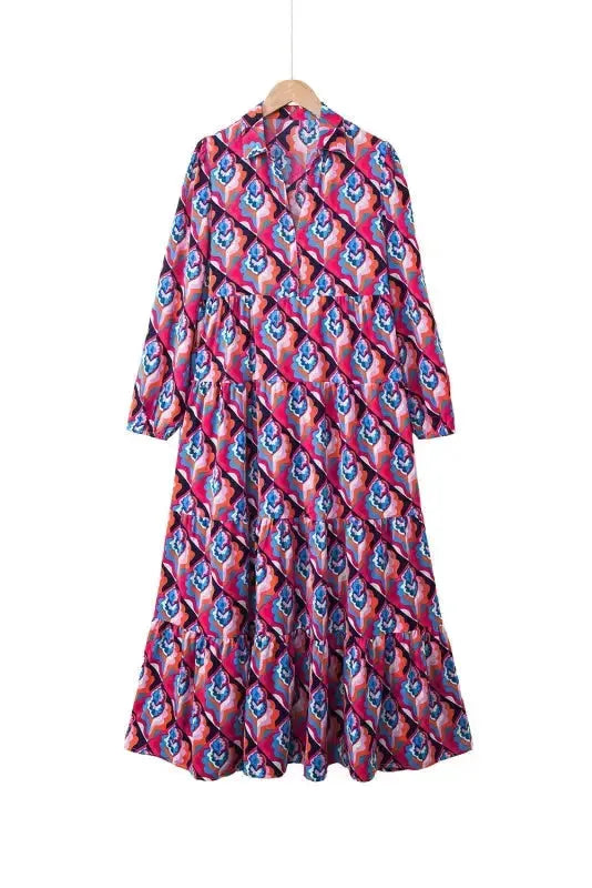 Abstract Geometric High Waist Dress - Fashionfitz