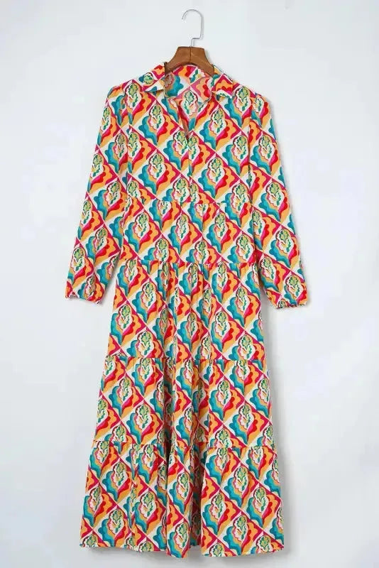 Abstract Geometric High Waist Dress - Fashionfitz