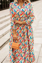 Abstract Geometric High Waist Dress - Fashionfitz
