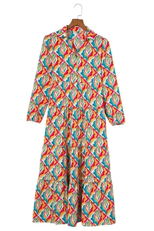 Abstract Geometric High Waist Dress - Fashionfitz