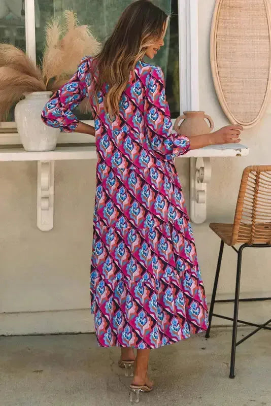 Abstract Geometric High Waist Dress - Fashionfitz