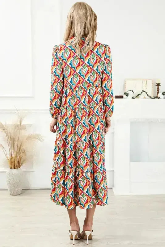 Abstract Geometric High Waist Dress - Fashionfitz
