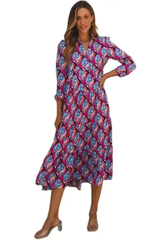Abstract Geometric High Waist Dress - Fashionfitz