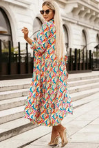 Abstract Geometric High Waist Dress - Fashionfitz