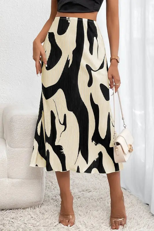 Geometric print pleated midi skirt - skirts