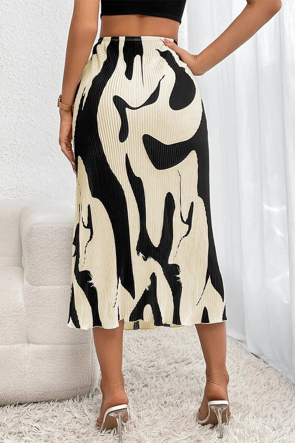 Geometric print pleated midi skirt - skirts