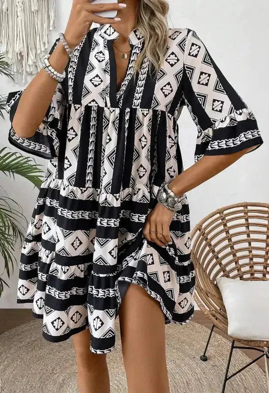 Geometrix Cascade Ruffled Dress - Fashionfitz