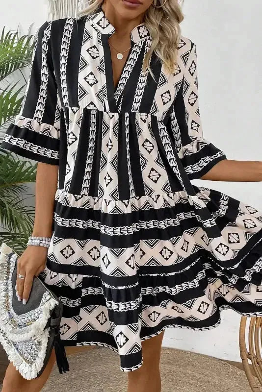 Geometrix Cascade Ruffled Dress - Fashionfitz