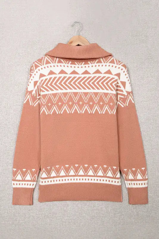 White geometry knit quarter zip sweater - sweaters & cardigans