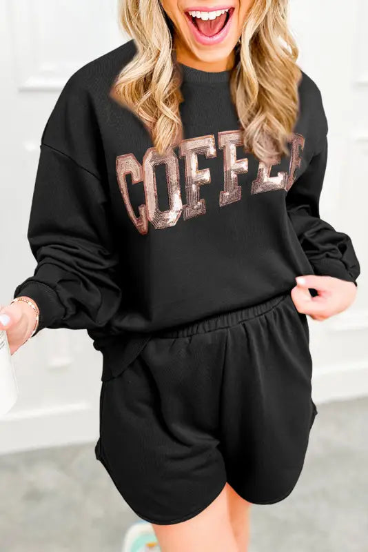 Glam coffee sequin lounge set