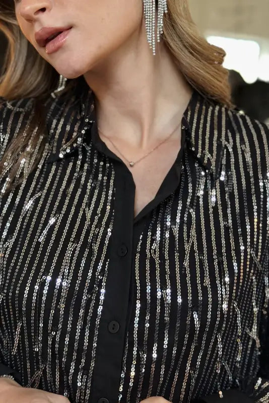 Glam sequin tassel shirt - slim & sleek