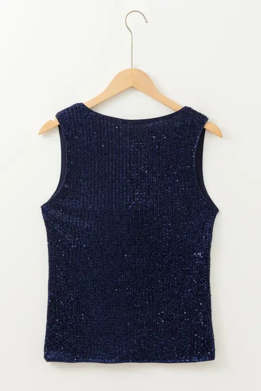 Glam sequin v-neck tank top | elegant evening wear