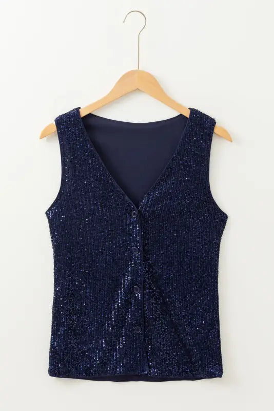 Glam sequin v-neck tank top | elegant evening wear