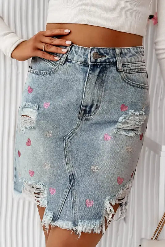 Glimmer love denim skirt