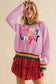 Black glitter merry & bright colorful stripes trim sweater - tops