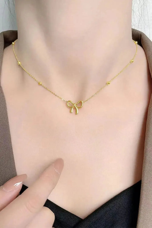 Gold Bowknot Pendant Choker Necklace - Fashionfitz