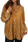 Gold solid color button up loose fit velvet shirt - blouses & shirts