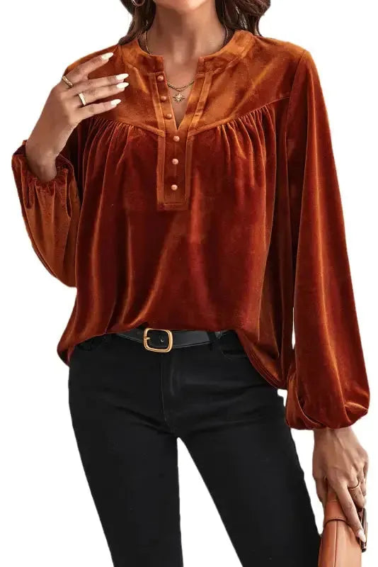 Gold Flame Beaded Velvet Top - Fashionfitz
