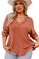 Gold flame plus size exposed seam v neck long sleeve top