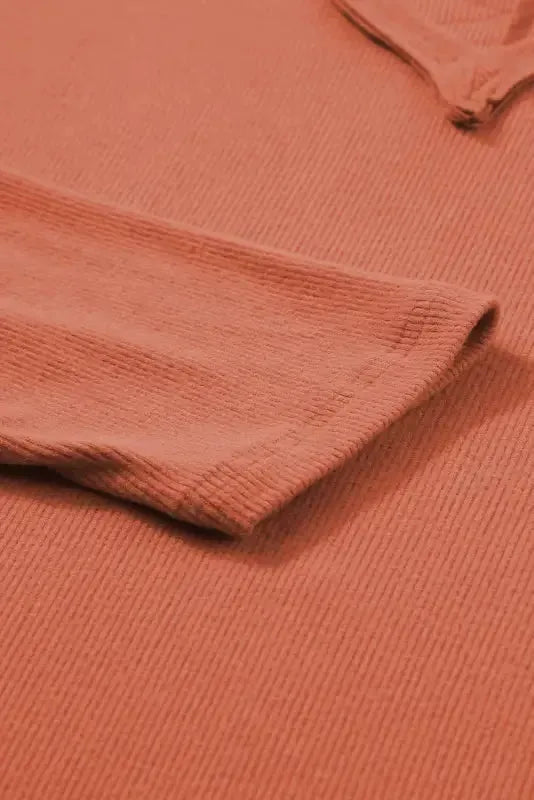 Gold Flame Plus Size Exposed Seam V Neck Long Sleeve Top - Fashionfitz