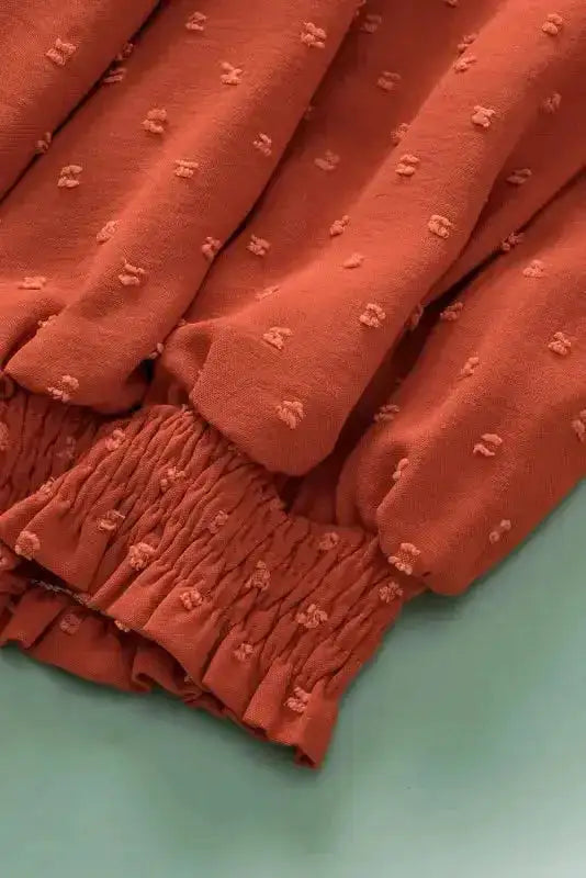 Gold Flame Plus Size Swiss Dot V Neck Wrap Tie Side Blouse - Fashionfitz