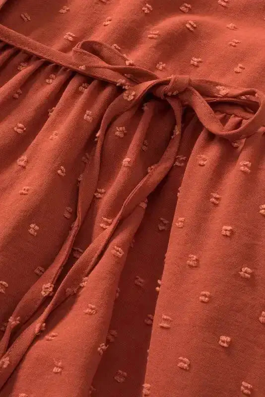 Gold Flame Plus Size Swiss Dot V Neck Wrap Tie Side Blouse - Fashionfitz