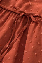 Gold Flame Plus Size Swiss Dot V Neck Wrap Tie Side Blouse - Fashionfitz