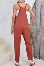 Gold Flame Side Pockets Harem Pants Sleeveless V Neck Jumpsuit - Fashionfitz