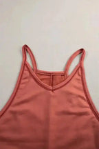 Gold Flame Side Pockets Harem Pants Sleeveless V Neck Jumpsuit - Fashionfitz